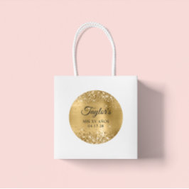 Glittery Gold Foil Mis XV Anothday Ronde Sticker