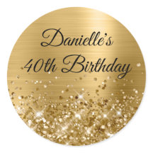 Glittery Gold Foil Modern 40th Birthday