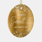 Glittery Gold Foil Modern Fancy Sweet 16 Foto Keramisch Ornament (Rechts)