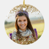 Glittery Gold Foil Modern Fancy Sweet 16 Foto Keramisch Ornament (Achterkant)
