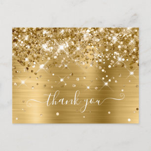 Glittery Gold Foil Modern Girly Hartelijk dank Briefkaart