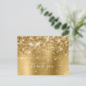 Glittery Gold Foil Modern Girly Hartelijk dank Briefkaart (Staand voorkant)