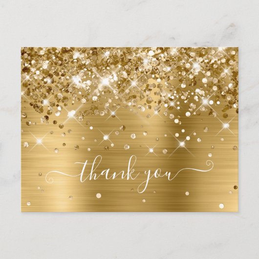 Glittery Gold Foil Modern Girly Hartelijk dank Briefkaart (Voorkant)