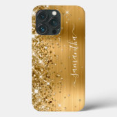 Glittery Gold Foil Modern Girly Signature Case-Mate iPhone Case (Achterkant)