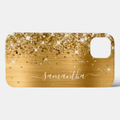 Glittery Gold Foil Modern Girly Signature Case-Mate iPhone Case (Achterkant (horizontaal))