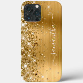 Glittery Gold Foil Modern Girly Signature Case-Mate iPhone Case (Achterkant)