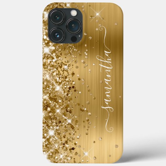 Glittery Gold Foil Modern Girly Signature Case-Mate iPhone Case (Achterkant)