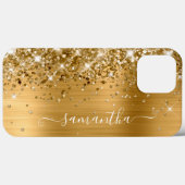 Glittery Gold Foil Modern Girly Signature Case-Mate iPhone Case (Achterkant (horizontaal))