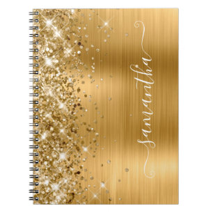 Glittery Gold Foil Modern Girly Signature Notitieboek