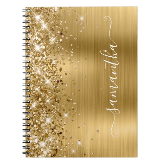 Glittery Gold Foil Modern Girly Signature Notitieboek (Voorkant)