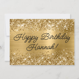 Glittery Gold Foil Modern Happy Birthday Kaart
