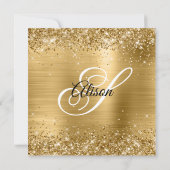 Glittery Gold Foil Monogram Graduation Party Kaart (Achterkant)
