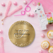 Glittery Gold Foil Monogrammed 50e Jubileum Papieren Bordje (Feest)