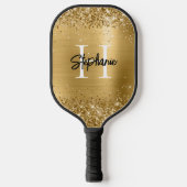 Glittery Gold Foil Monogrammen Pickleball Paddle (Voorkant)