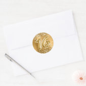 Glittery Gold Foil Number 16 Birthday Ronde Sticker (Envelop)