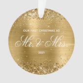 Glittery Gold Foil onze eerste kerkerst Ornament (voorkant)
