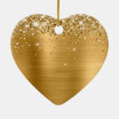 Glittery Gold Foil Op maat gesneden 16 Keramisch Ornament (Achterkant)