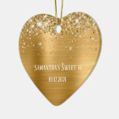 Glittery Gold Foil Op maat gesneden 16 Keramisch Ornament (Links)
