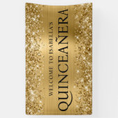 Glittery Gold Foil Quinceanera Alle Petten Welkom Spandoek (Verticaal)