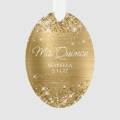 Glittery Gold Foil Quinceañera Dress Foto Ornament (voorkant)