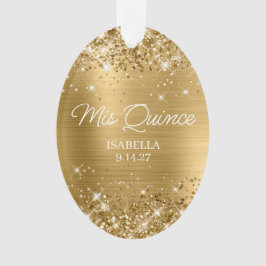 Glittery Gold Foil Quinceañera Dress Foto Ornament