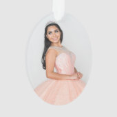 Glittery Gold Foil Quinceañera Dress Foto Ornament (achterkant)
