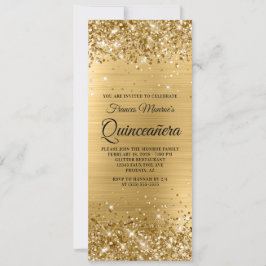 Glittery Gold Foil Quinceañera Kaart