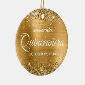 Glittery Gold Foil Quinceañera Keramisch Ornament (Rechts)