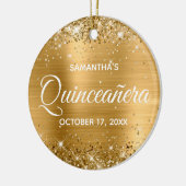 Glittery Gold Foil Quinceañera Keramisch Ornament (Links)