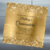 Glittery Gold Foil Quinceañera Magnetische Uitnodiging