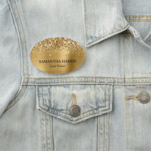 Glittery Gold Foil Rechthoek Logo Naamplaatje (In situ)