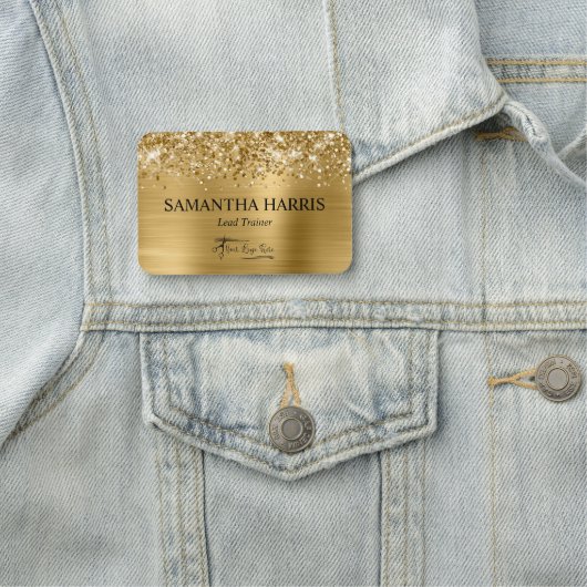 Glittery Gold Foil Rechthoek Logo Naamplaatje (In situ)