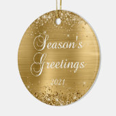 Glittery Gold Foil Seizoen Foto's Keramisch Ornament (Links)