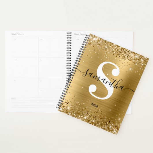 Glittery Gold Foil Style Monogram Planner (Display)