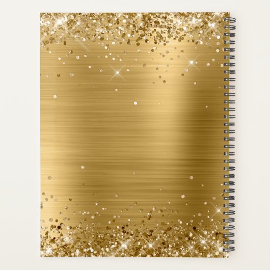 Glittery Gold Foil Style Monogram Planner (Achterkant)