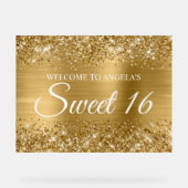 Glittery Gold Foil Sweet 16 Acryl Bord (Voorkant)