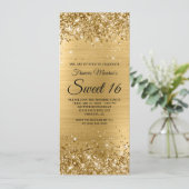 Glittery Gold Foil Sweet 16 Birthday Kaart (Staand voorkant)