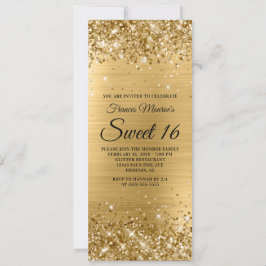 Glittery Gold Foil Sweet 16 Birthday Kaart