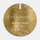 Glittery Gold Foil Sweet 16 Glas Ornament (Achterkant)