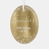 Glittery Gold Foil Sweet 16 Glas Ornament (Voorkant links)