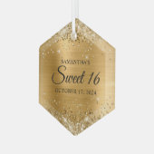 Glittery Gold Foil Sweet 16 Glas Ornament (Voorkant links)
