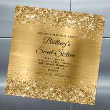 Glittery Gold Foil Sweet Sixteen