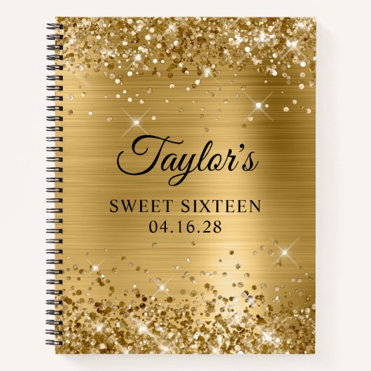 Glittery Gold Foil Sweet Sixteen Notitieboek (Voorkant)