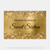 Glittery Gold Foil Sweet Sixteen Welkom Acryl Bord (Voorkant)