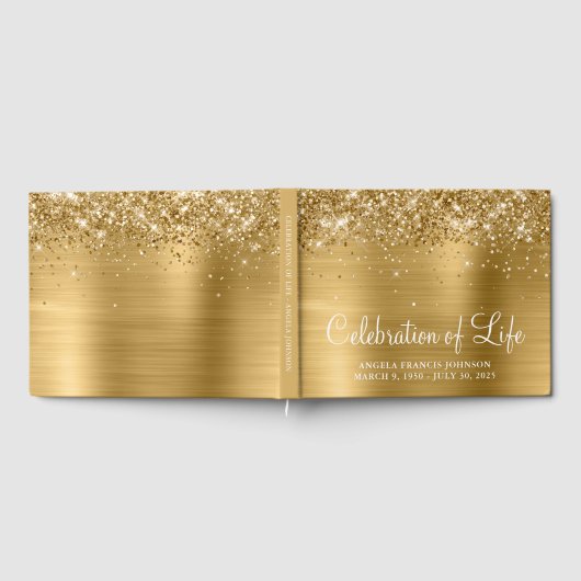 Glittery Gold Foil viering van het leven Gastenboek (Volledig)