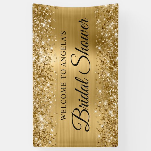 Glittery Gold Foil Vrijgezellenfeest Welkom Spandoek (Verticaal)