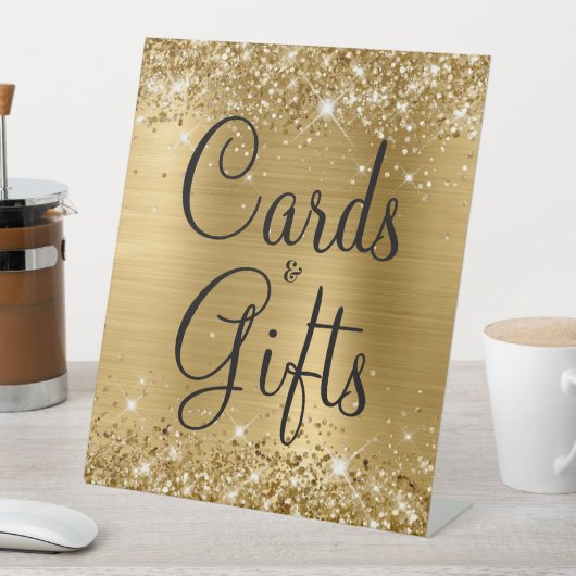 Glittery Gold Foil Weddenkaarten en cadeaus Reclamebord Met Voetstuk (Insitu)