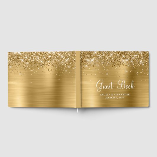 Glittery Gold Foil Wedding Gastenboek (Volledig)
