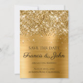 Glittery Gold Foil Wedding Save The Date (Voorkant)