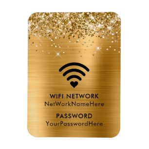 Glittery Gold Foil WiFi-netwerk en wachtwoord Magneet